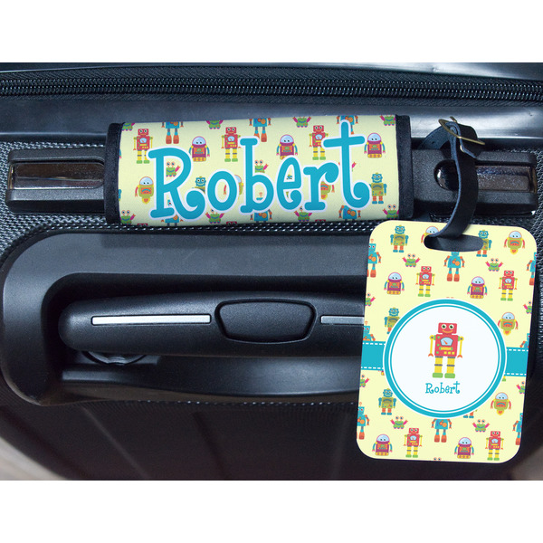 Robot Metal Luggage Tag & Handle Wrap - In Context