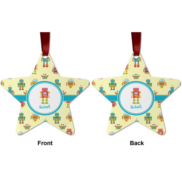 Robot Metal Star Ornament - Front and Back