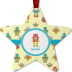 Robot Metal Star Ornament - Double Sided w/ Name or Text