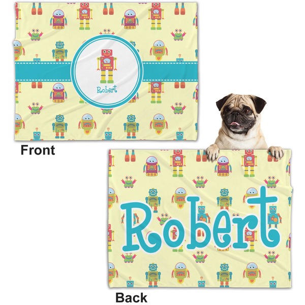 Robot Microfleece Dog Blanket - Regular - Front & Back