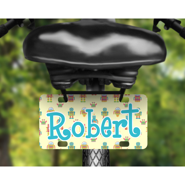 Robot Mini License Plate on Bicycle