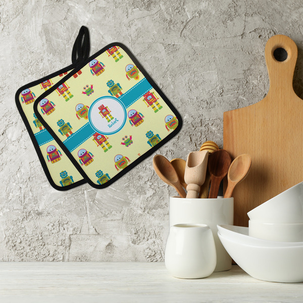 Robot Neoprene Pot Holder - Set of 2  LIFESTYLE