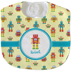Robot Velour Baby Bib w/ Name or Text