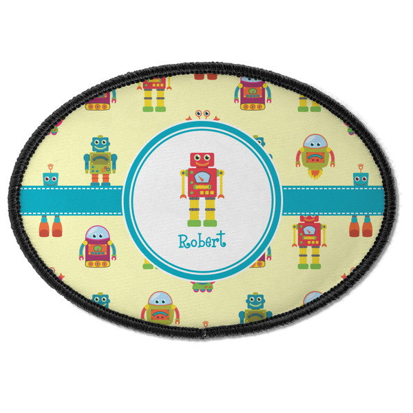 Custom Robot Iron On Oval Patch w/ Name or Text