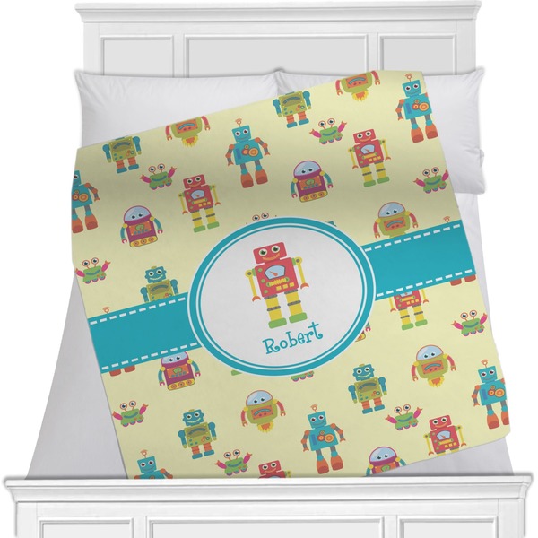 Custom Robot Minky Blanket - Toddler / Throw - 60"x50" - Double Sided (Personalized)