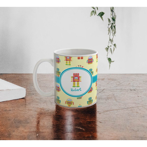 Robot Personalized Coffee Mug - Lifestyle