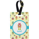 Robot Plastic Luggage Tag - Rectangular w/ Name or Text