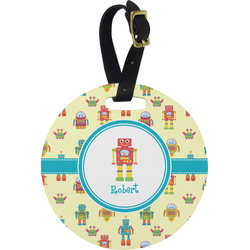 Robot Plastic Luggage Tag - Round (Personalized)