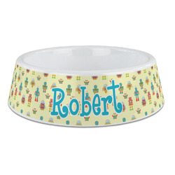 Robot Plastic Dog Bowl - Large (Personalized)