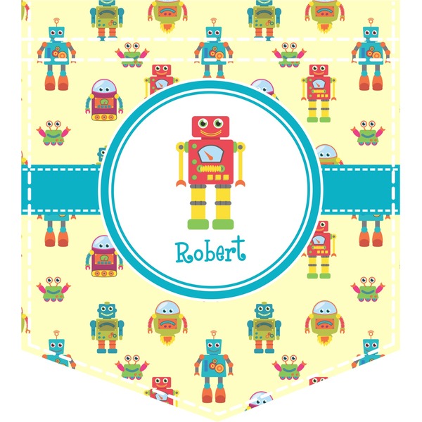 Custom Robot Iron On Faux Pocket (Personalized)
