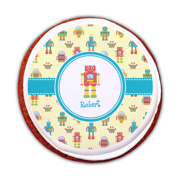 Robot Printed Icing Circle - Medium - On Cookie