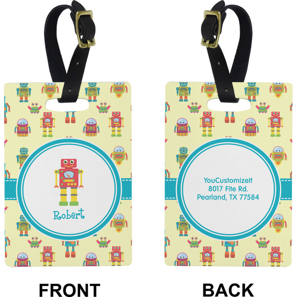 Robot Rectangle Luggage Tag (Front + Back)