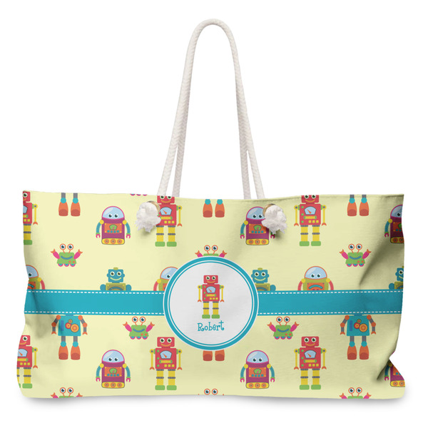 Custom Robot Large Tote Bag with Rope Handles (Personalized)