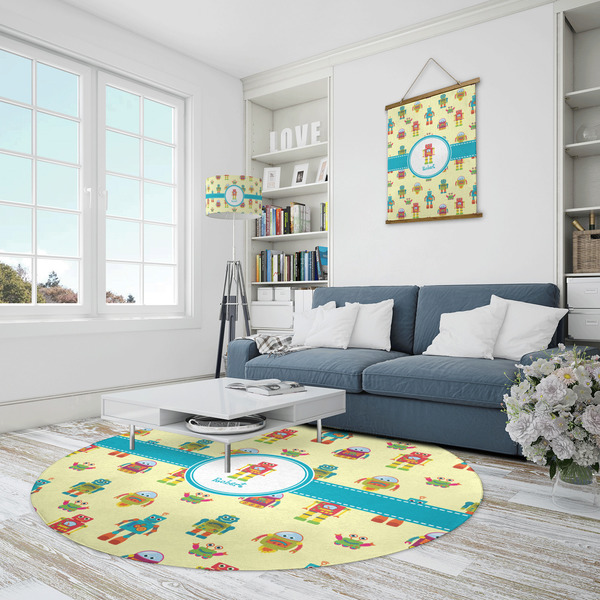 Robot Round Area Rug - IN CONTEXT