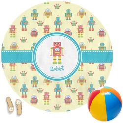 Robot Round Beach Towel (Personalized)