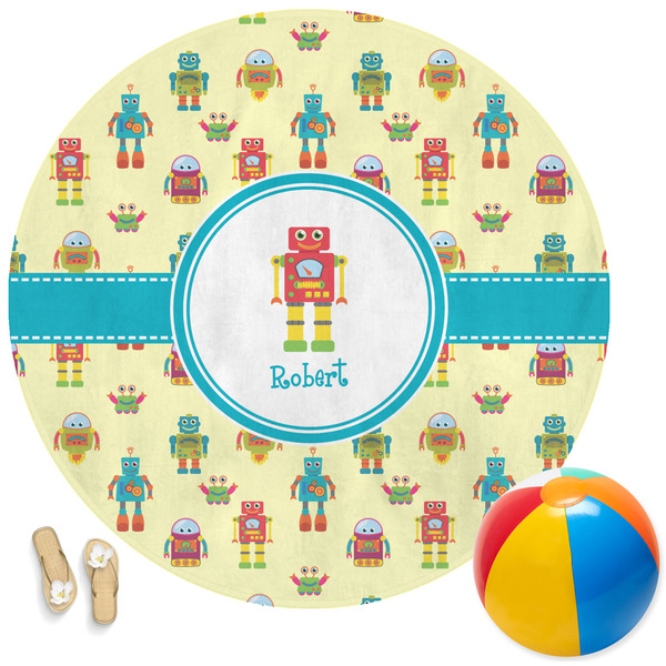 Custom Robot Round Beach Towel (Personalized)