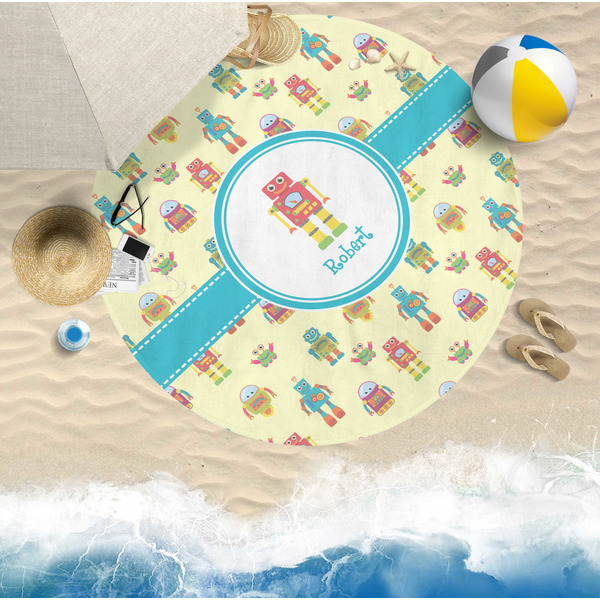 Robot Round Beach Towel Lifestyle