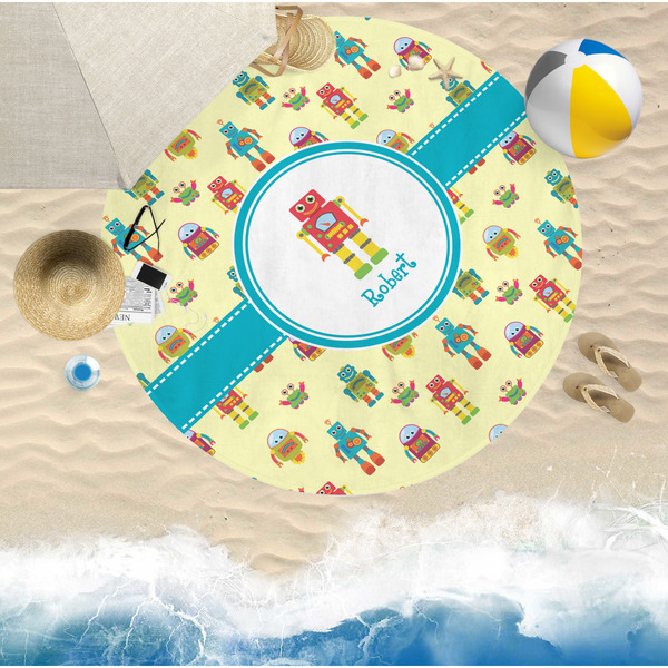 Robot Round Beach Towel Lifestyle