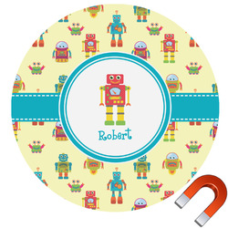 Robot Round Car Magnet - 10" (Personalized)