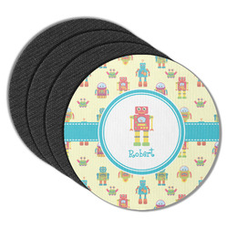 Robot Round Rubber Backed Coasters - Set of 4 (Personalized)