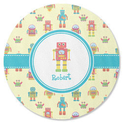 Robot Round Rubber Backed Coaster (Personalized)