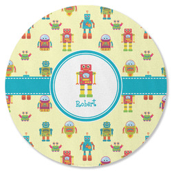 Robot Round Rubber Backed Coaster (Personalized)