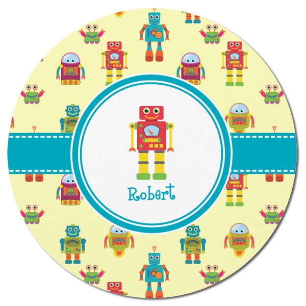 Robot Round Fridge Magnet - FRONT
