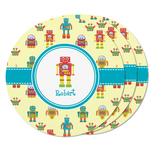 Robot Round Fridge Magnet - THREE