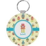 Robot Round Plastic Keychain (Personalized)