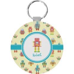 Robot Round Plastic Keychain (Personalized)