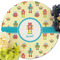 Robot Round Linen Placemats - Front (w flowers)