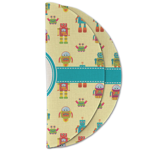 Robot Round Linen Placemats - HALF FOLDED (double sided)