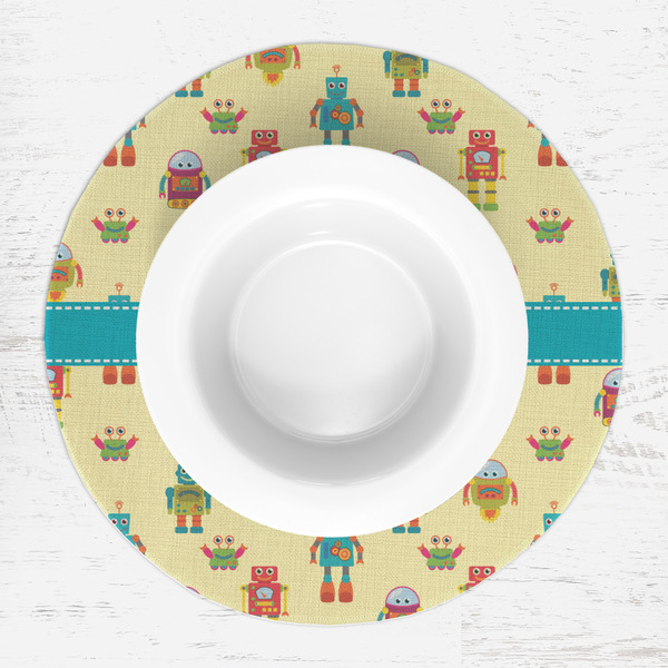 Robot Round Linen Placemats - LIFESTYLE (single)
