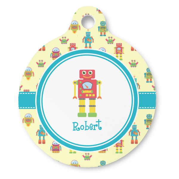 Custom Robot Round Pet ID Tag (Personalized)