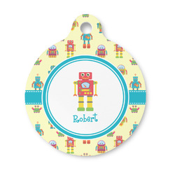 Robot Round Pet ID Tag - Small (Personalized)