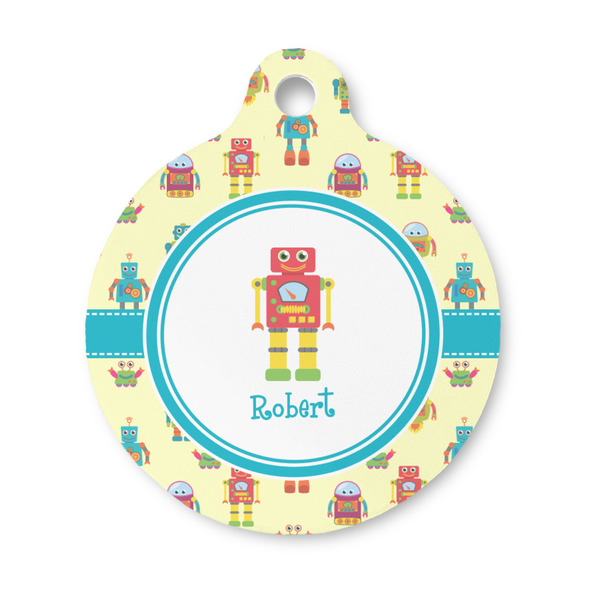 Custom Robot Round Pet ID Tag - Small (Personalized)