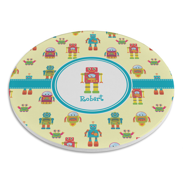 Robot Round Stone Trivet - Angle View