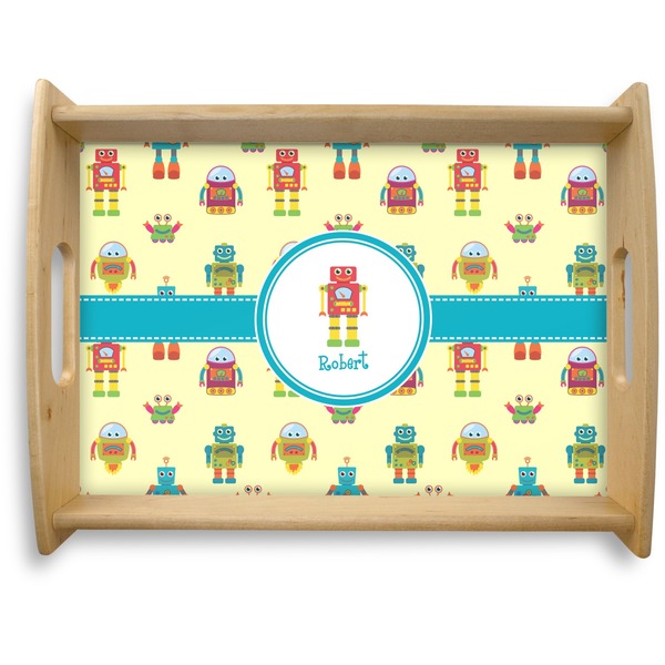 Custom Robot Natural Wooden Tray - Large (Personalized)