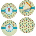 Robot Set of 4 Glass Appetizer / Dessert Plate 8" (Personalized)