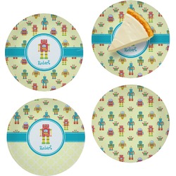 Robot Set of 4 Glass Appetizer / Dessert Plate 8" (Personalized)