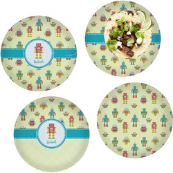 Robot Set of 4 Glass Lunch / Dinner Plate 10" (Personalized)