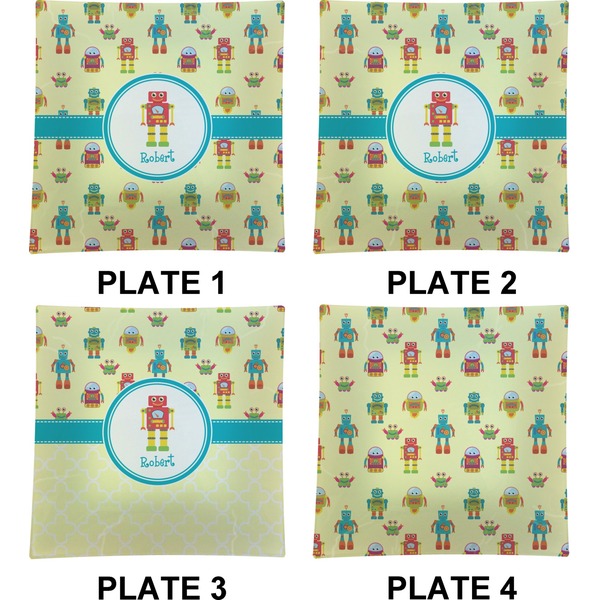 Robot Set of Square Dinner Plates (Approval)