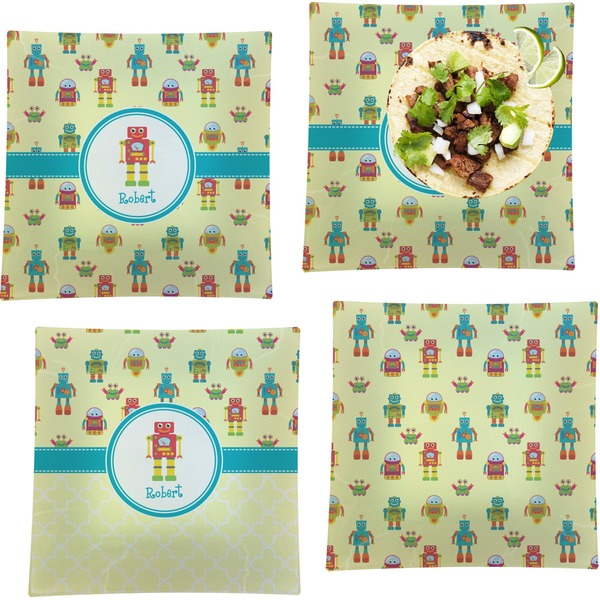 Robot Set of Square Dinner Plates