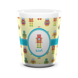 Robot Ceramic Shot Glass - 1.5 oz - White - Set of 4 (Personalized)