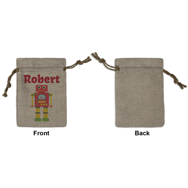 Robot Small Burlap Gift Bag - Front Approval