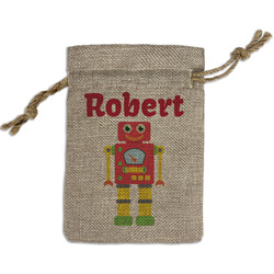 Robot Small Burlap Gift Bag - Front (Personalized)
