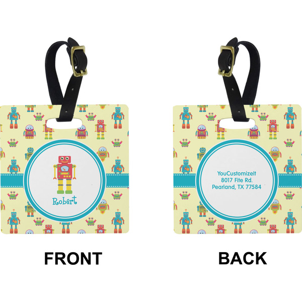 Robot Square Luggage Tag (Front + Back)