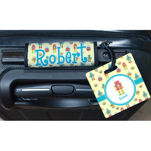 Robot Square Luggage Tag & Handle Wrap - In Context