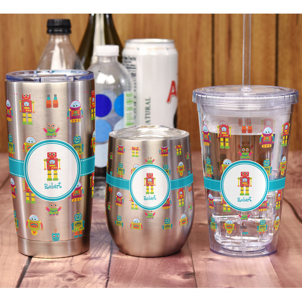 Robot Stemless Wine Tumbler - Full Print - In Context