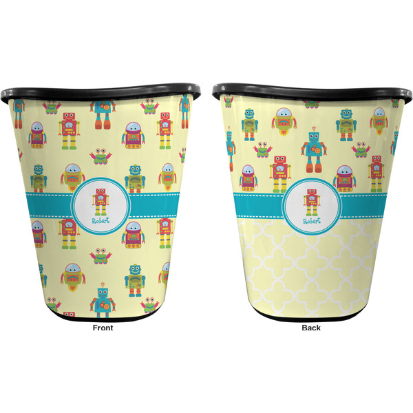 Robot Trash Can Black - Front and Back - Apvl